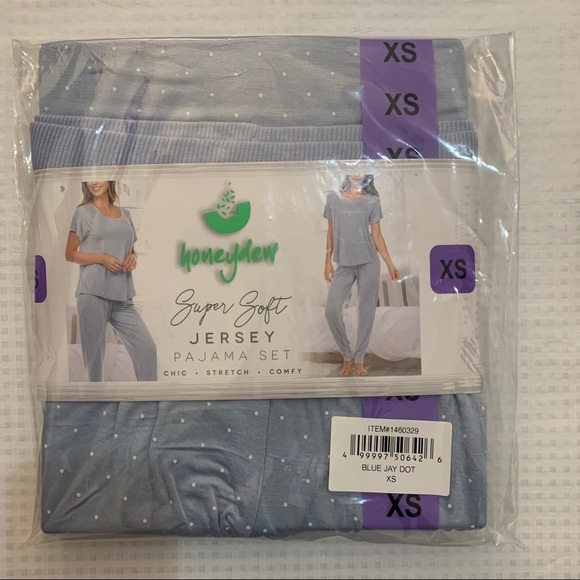 LAST ONE AVAILABLE!! - New Ladies Jogger Lounge Set Blue Polka Dots - Picture 4 of 14